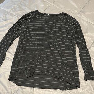 Lululemon Athletica Charcoal Striped Long Sleeve Tee
